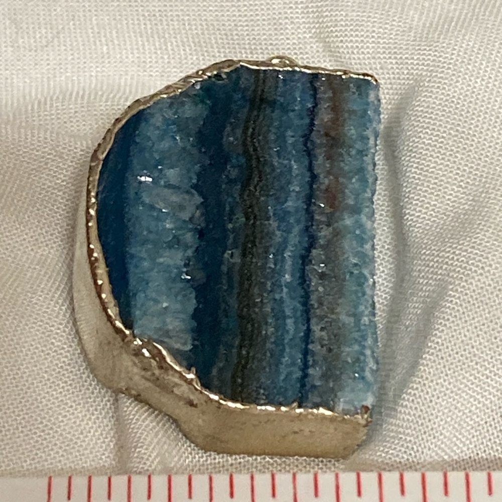 New Silver Electro Plated Multi Blue Geode Pendant with chain